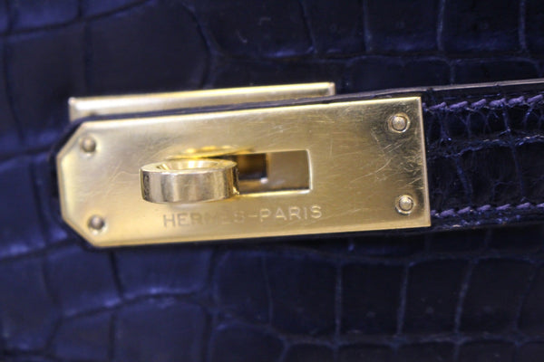 HERMES Kelly Crocodile 32 cm Black with Gold Hardware