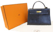 HERMES Kelly Crocodile 32 cm Black with Gold Hardware