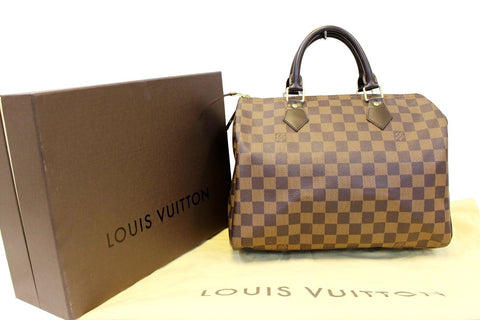 LOUIS VUITTON Damier Ebene Speedy 30 Brown Satchel Bag