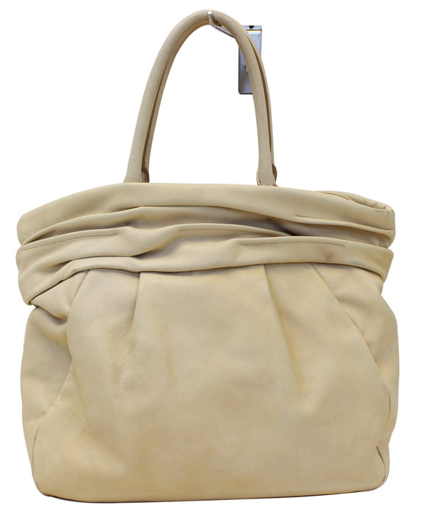 Prada Nappa Frills Shopping Beige Leather Tote Bag - Far View