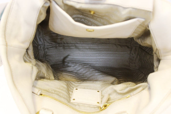 Prada Nappa Frills Shopping Beige Leather Tote Bag - interior