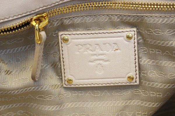 Prada Nappa Frills Shopping Beige Leather Tote Bag - Prada Logo on inside