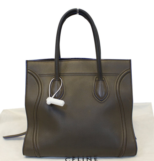 CELINE Phantom Olive Green Bicolor Grained Leather Luggage Bag
