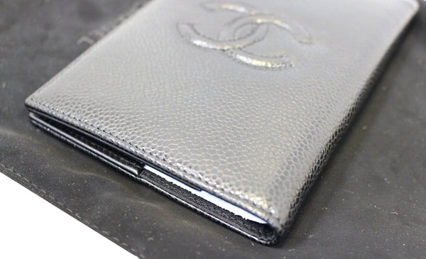 CHANEL Patent Leather Black Passport Wallet