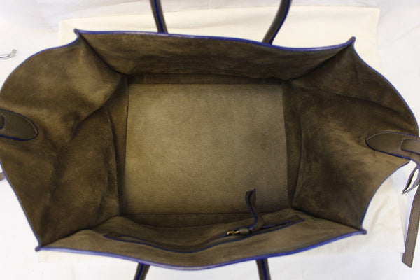 CELINE Phantom Olive Green Bicolor Grained Leather Luggage Bag