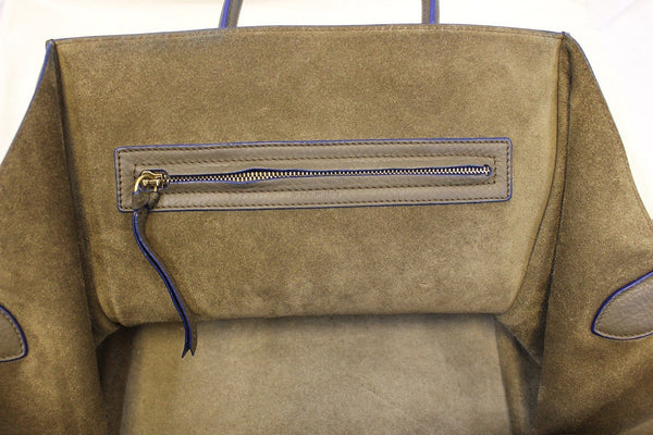CELINE Phantom Olive Green Bicolor Grained Leather Luggage Bag