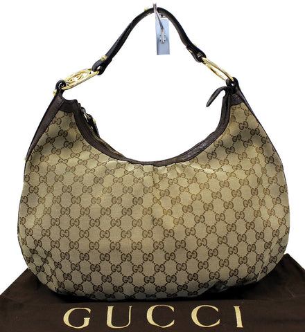 GUCCI Beige/Ebony GG Canvas Interlocking G Medium Hobo Bag
