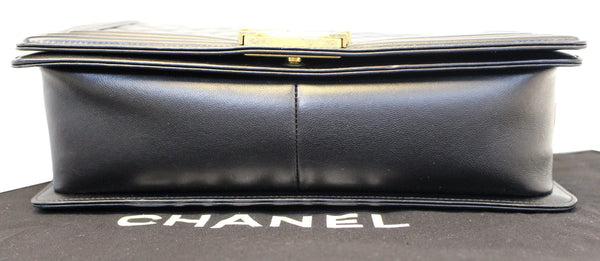 CHANEL Le Boy Medium Lambskin Leather Shoulder Bag Black