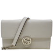 GUCCI GG Interlocking Pebbled Leather Crossbody Bag White 615523