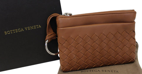 BOTTEGA VENETA Intrecciato Nappa Key Case Brown Leather