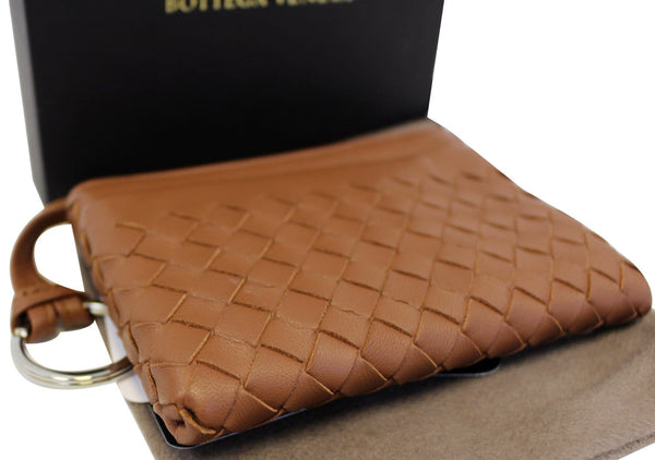 BOTTEGA VENETA Intrecciato Nappa Key Case Brown Leather 