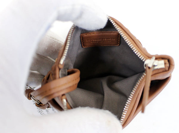 BOTTEGA VENETA Intrecciato Nappa Key Case Brown Leather 