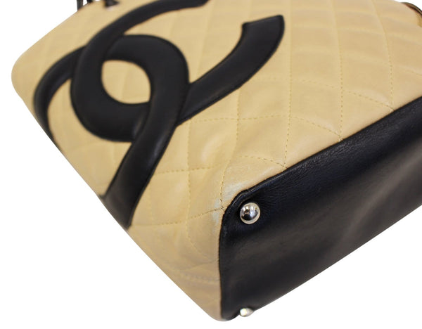 Chanel Tote Bag Cambon Ligne Quilted Beige Black - online