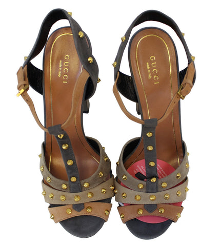 GUCCI Studded Suede Pumps Sandal in Grey Size 9