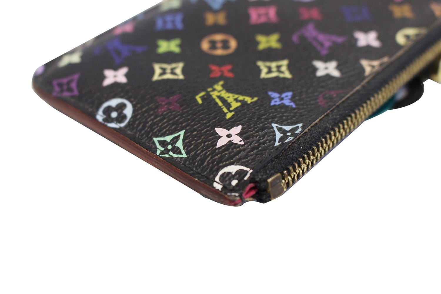 Louis Vuitton Black Monogram Multicolor Key Pouch Pochette Cles Keychain 861972