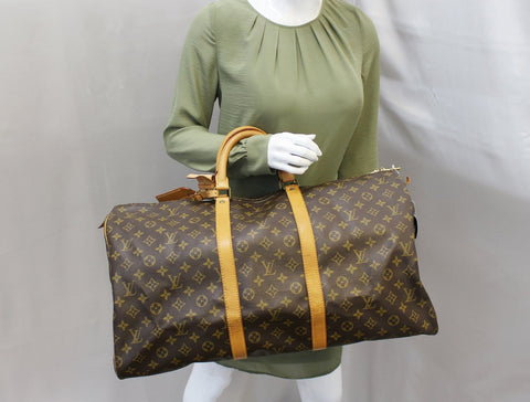 LOUIS VUITTON Monogram Canvas Keepall 55 Boston Bag