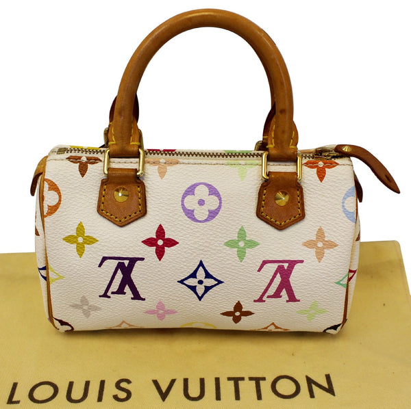 LOUIS VUITTON Monogram Multicolor Mini Speedy White Satchel Bag