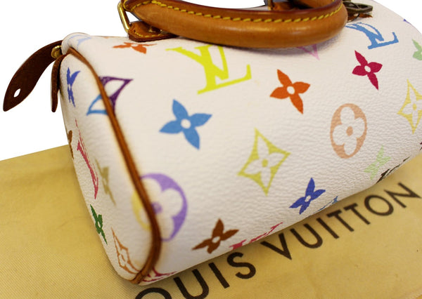 LOUIS VUITTON Monogram Multicolor Mini Speedy White Satchel Bag