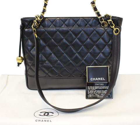 CHANEL Lambskin Chain Black Shoulder Bag