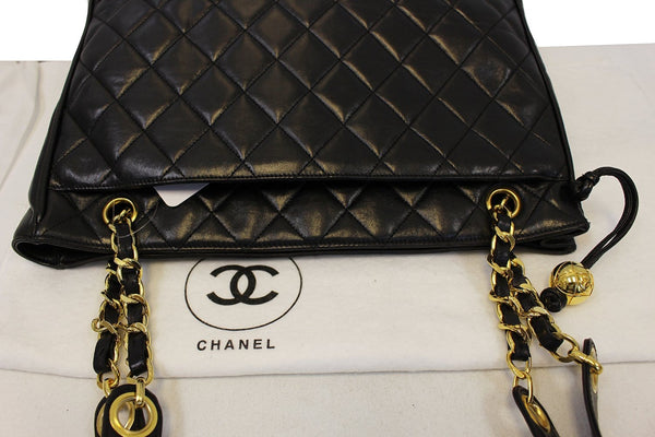 CHANEL Lambskin Chain Black Shoulder Bag