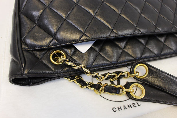CHANEL Lambskin Chain Black Shoulder Bag