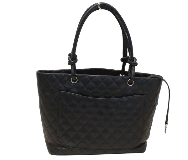 CHANEL Black Calf Skin Leather Large Cambon Tote Bag