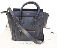 CELINE Black Leather Nano Luggage Shoulder Bag 