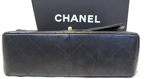 CHANEL Black Quilted Leather Jumbo Double Flap Shoulder Bag