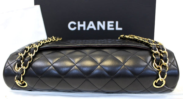 CHANEL Black Quilted Leather Jumbo Double Flap Shoulder Bag