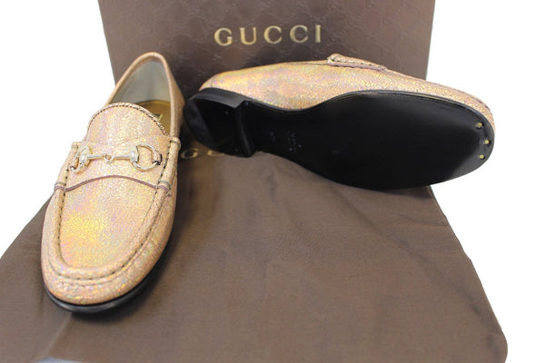 Gucci Fawn Cracked Leather Shoe - 100% authentic leather 