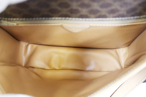 CELINE Macadam Pattern PVC Leather Brown Crossbody Bag