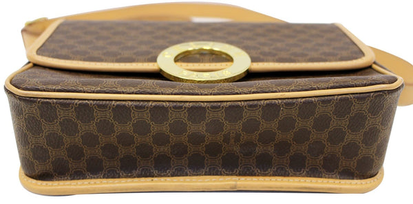 CELINE Macadam Pattern PVC Leather Brown Crossbody Bag