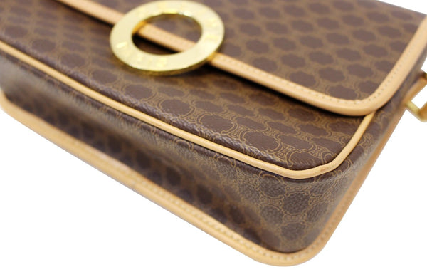 CELINE Macadam Pattern PVC Leather Brown Crossbody Bag