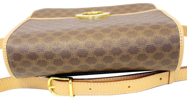 CELINE Macadam Pattern PVC Leather Brown Crossbody Bag