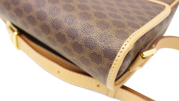 CELINE Macadam Pattern PVC Leather Brown Crossbody Bag