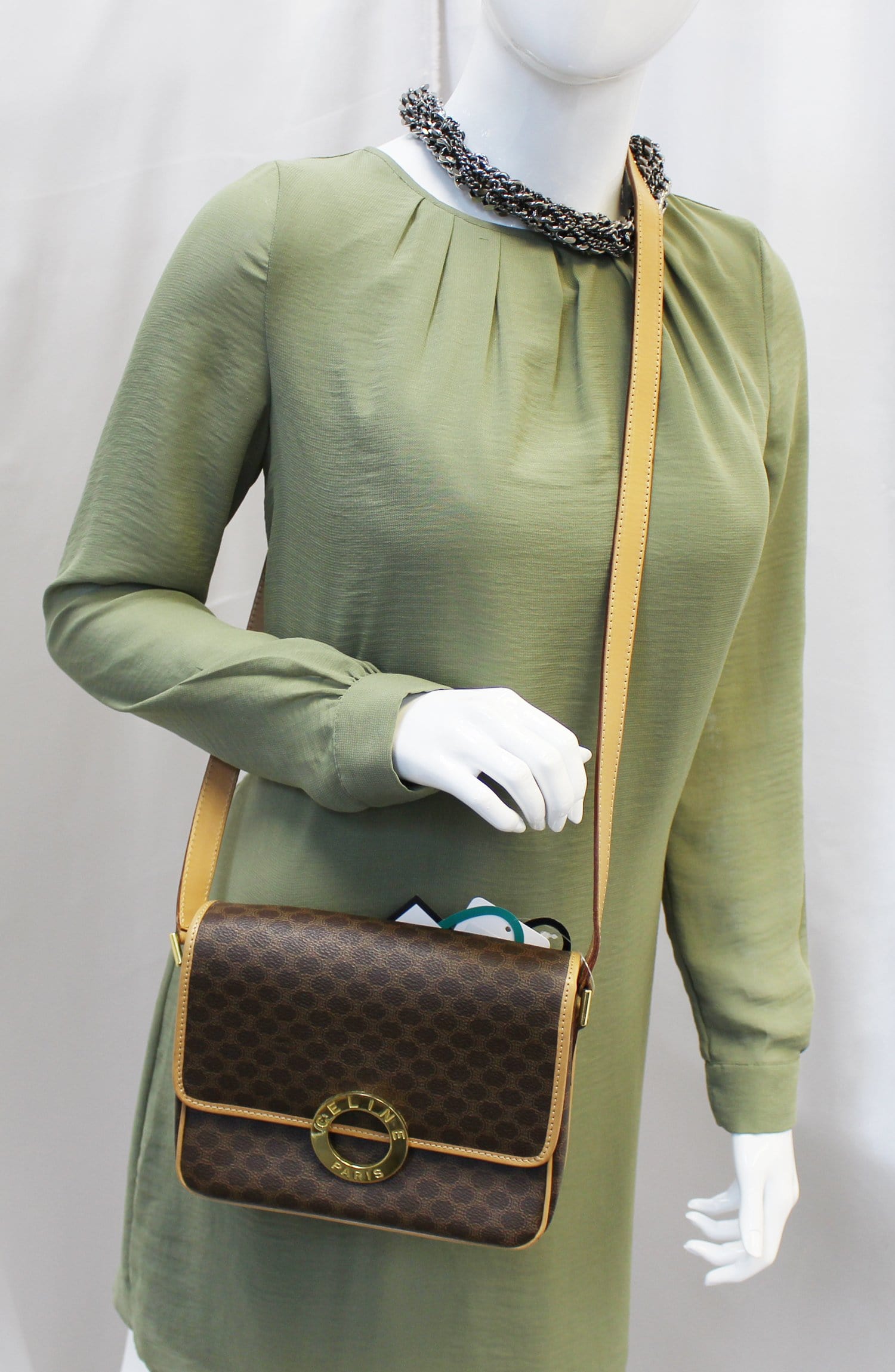 Authentic Vintage Celine Bag CELINE Macadam Brown Canvas & 