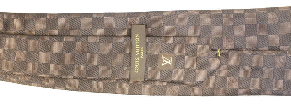 LOUIS VUITTON Damier Ebene Silk Necktie Tie Brown 