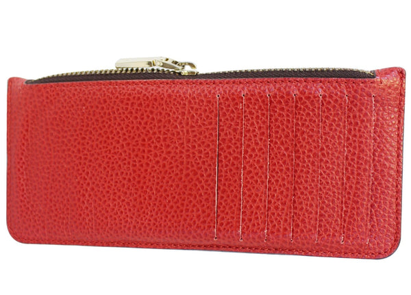 Carolina Herrera Card Holder Leather Wallet Red - Backside 