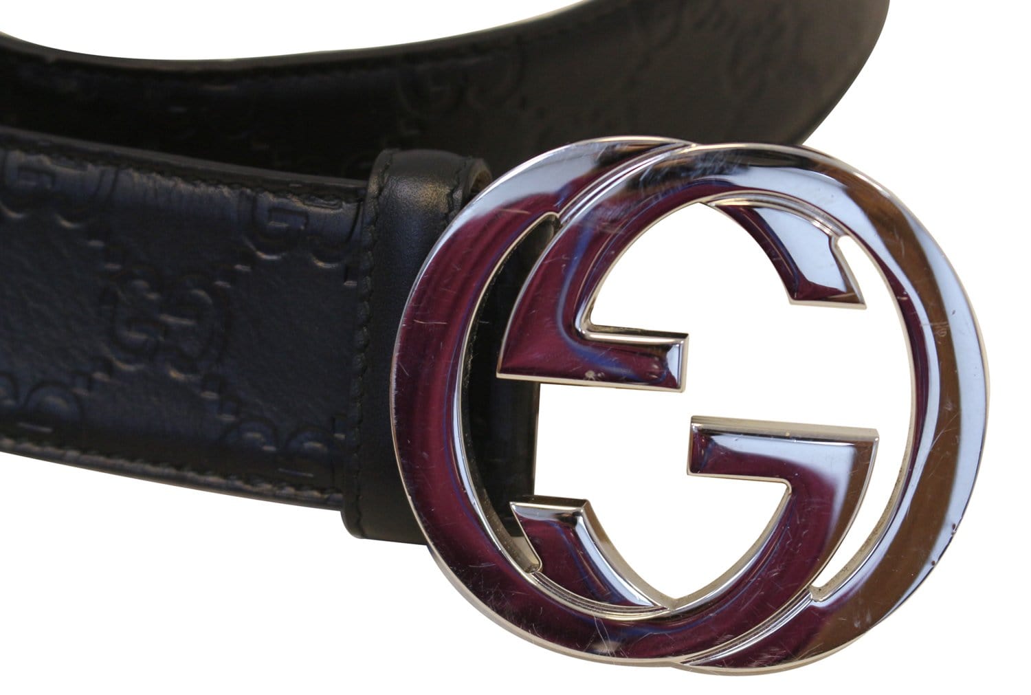 Gucci Guccissima Leather Square Interlocking G Belt - Size 34 / 85 (SH –  LuxeDH