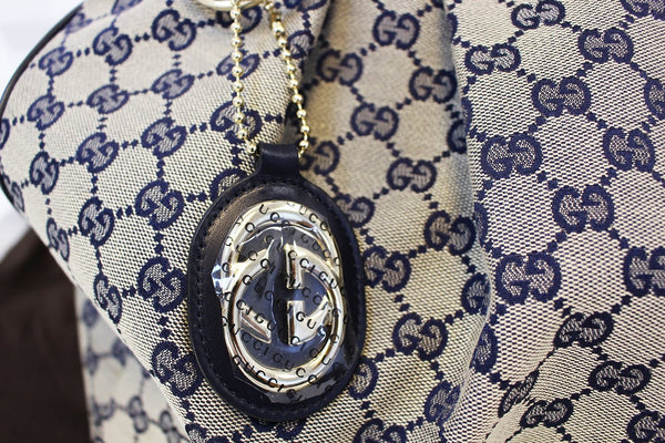 Gucci Sukey Tote Bag Navy GG Canvas Large - G logo