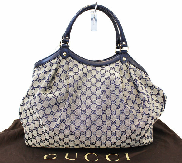 Gucci Sukey Tote Bag Navy GG Canvas Large - front view