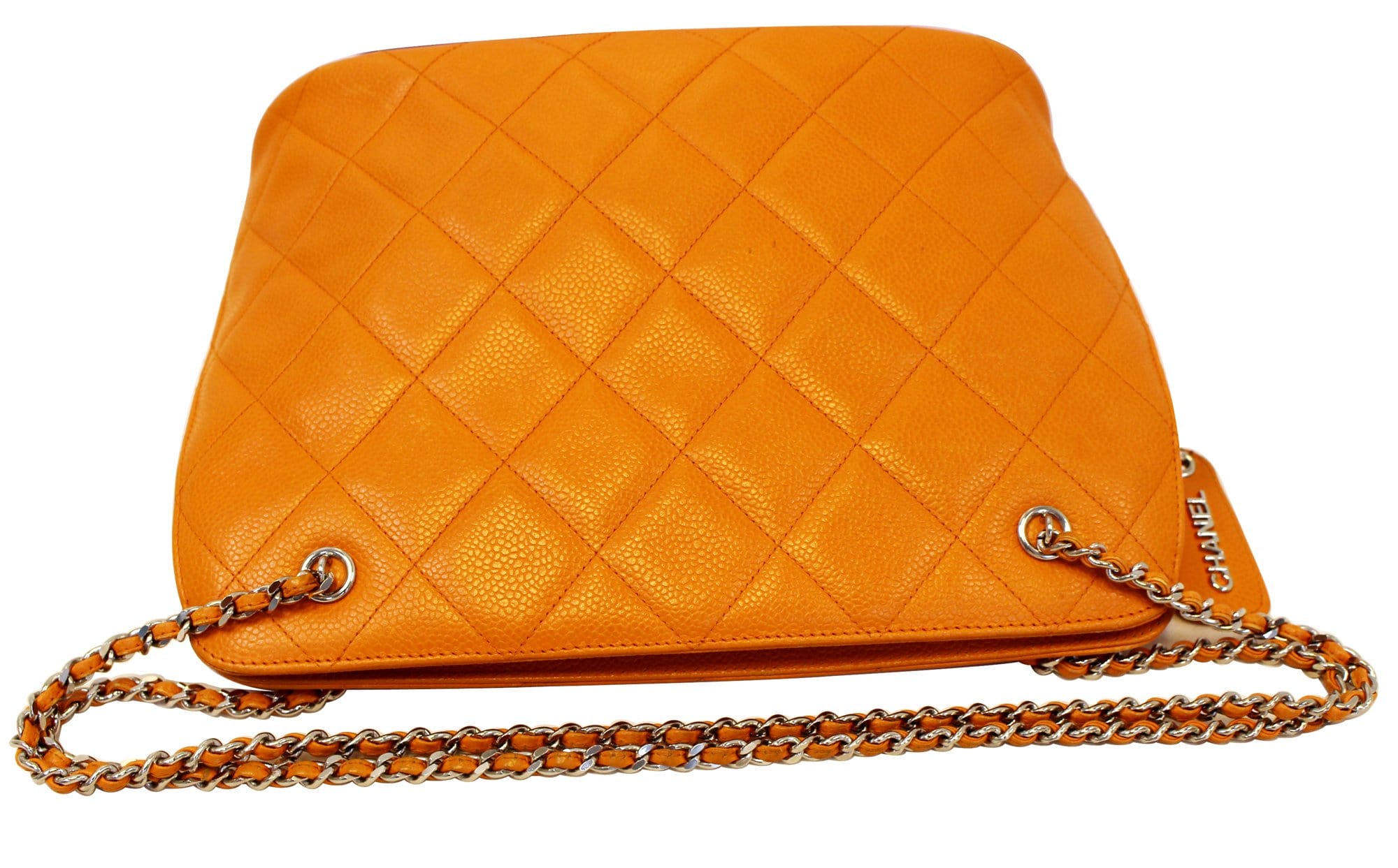 Authentic CHANEL Beige Caviar Leather CC Hand Shoulder Bag Purse #43806