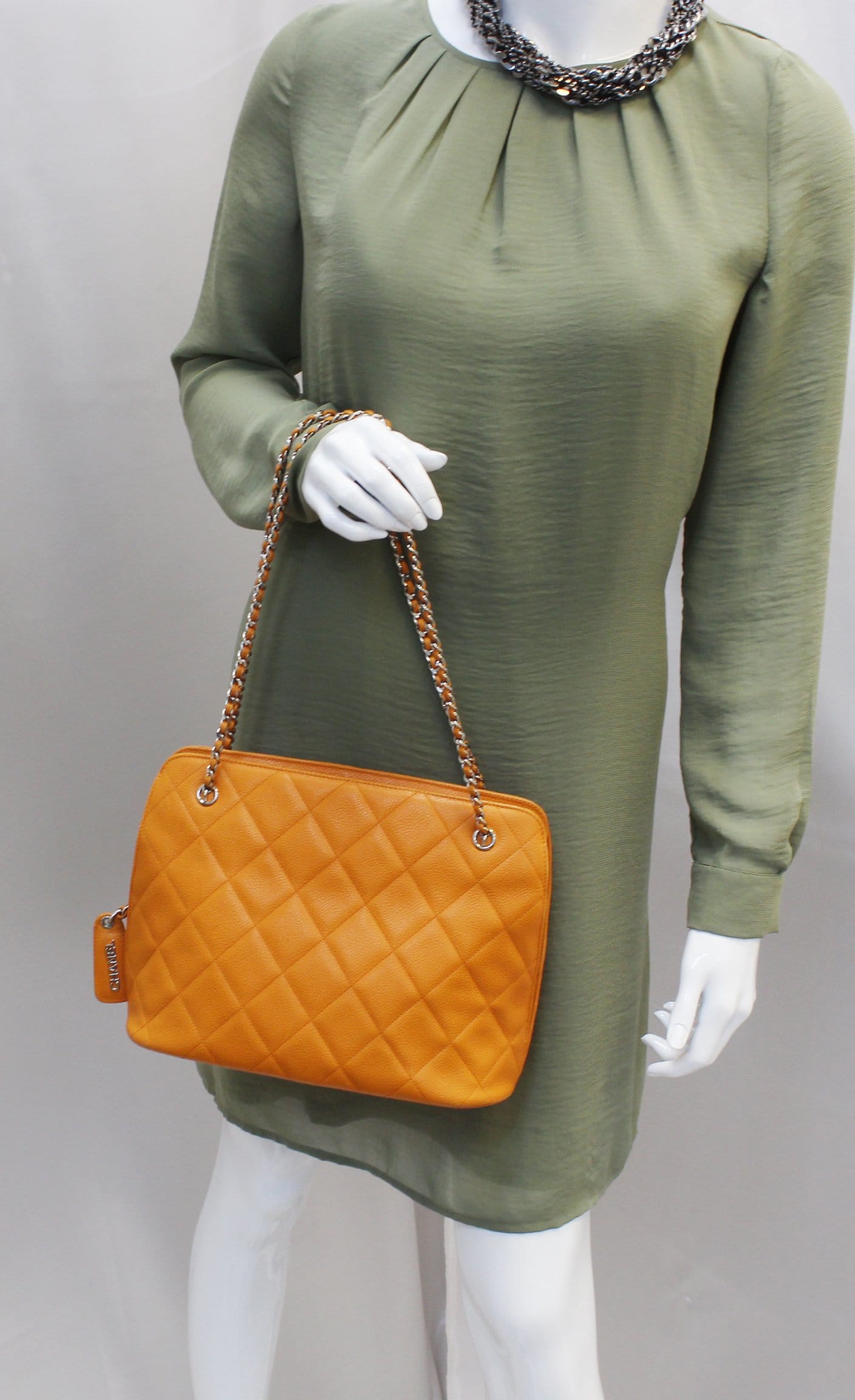 What Goes Around Comes Around Chanel Patent Boy Small Bag in Orange