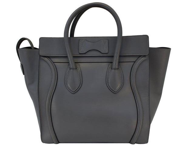 CELINE Grey Calfskin Leather Mini Luggage Tote Bag