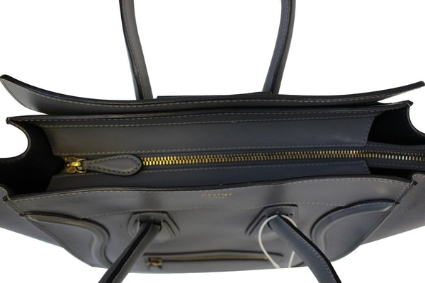 CELINE Grey Calfskin Leather Mini Luggage Tote Bag