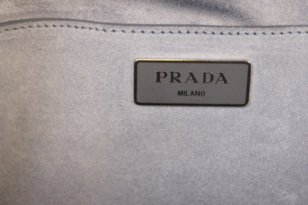 Prada Leather Suede Hobo Bag Sky Blue Daino Flap - Prada Logo