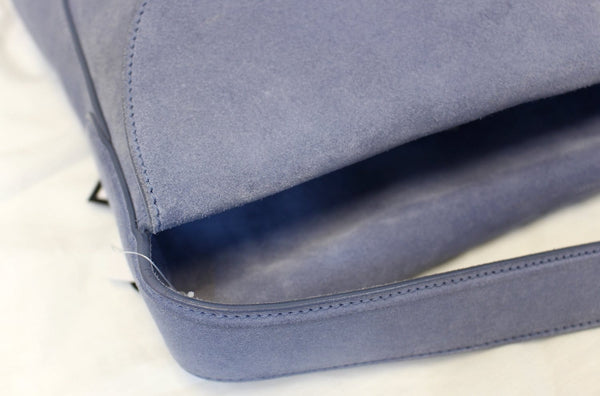 Prada Leather Suede Hobo Bag Sky Blue Daino Flap - Side strap
