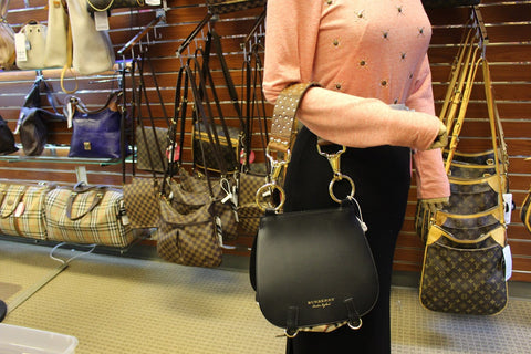 BURBERRY  Haymarket Check and Alligator Leather Bridle Bag