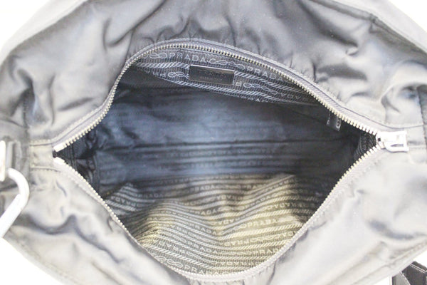 PRADA Black Tessuto Nylon and Saffiano Leather Crossbody Bag