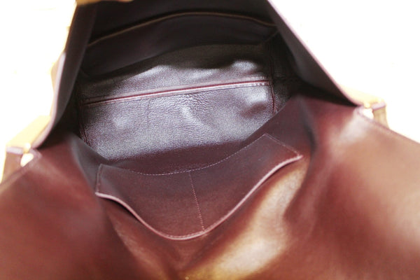 CELINE Smooth Calfskin Burgundy Flap Clasp Shoulder Bag 